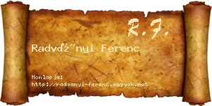 Radványi Ferenc névjegykártya