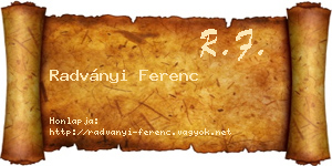 Radványi Ferenc névjegykártya